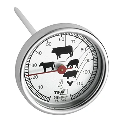 Image of Blooming Weather Meat Thermometer, Metal, Chrome, 5.1x12x12 cm