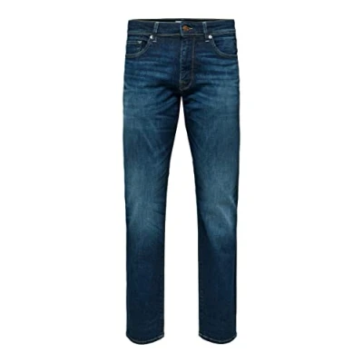 Image of SELETED HOMME Men&#039;s Slh196 straightscott 31604 D.Blue W Noos Jeans, Dark Denim Blue, 33 W/32 L