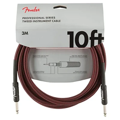 Image of Fender 990820061 Professional Series Instrument Cable 10 ft STR/STR Red Tweed