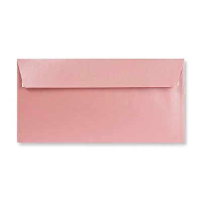 Image of DL Coloured Envelopes for Greeting Cards Wedding Invitations &amp; Crafts (110x220mm) Pack of 100 (Pearl Pink Peel Seal)