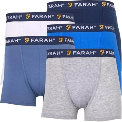 Image of Farah Mens Designer 5 Pack Trunk Boxer Shorts (as8, alpha, x_l, regular, AUGUSTUS, XL)