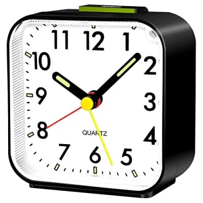 Image of Aitvsfao Alarm Clock, Silent Clocks Bedside Non Ticking Table Clock Battery Powered Large Display Snooze Light for Heavy Sleepers Bedrooms Office Travel