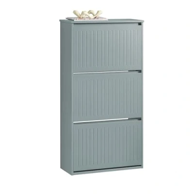 Image of SoBuy 3 Flip drawers Shoe Cabinet Rack Storage Cupboard Light Grey W61 x D26 H120cm FSR165 H HG