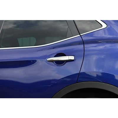 Image of Chrome Door Handle Trim Set Covers W/Keyless Entry To Fit Qashqai 14+