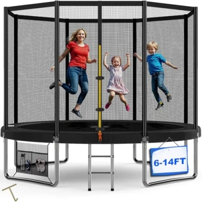 Image of Devoko 10ft Secure Kids Trampoline Garden Safety Net &amp; Reinforced Steel Frame Super Stable Play for Children 6 12 Years Premium Waterproof, Easy Setup