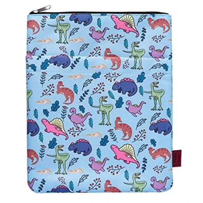 Image of Cute Dinosaur Book Protector, Covers for Paperbacks, Medium 11 Inch X 8.7 Inch,Washable Fabric, Sleeves with Zipper, Gifts Lover