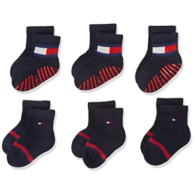 Image of Tommy Hilfiger BABY FLAG 6 PACK Unisex Socks for kids, Size: 0K 2K, Navy