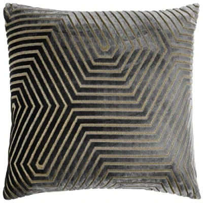 Image of Paoletti Evoke Geometric Cut Velvet Cushion Cover Charcoal One Size