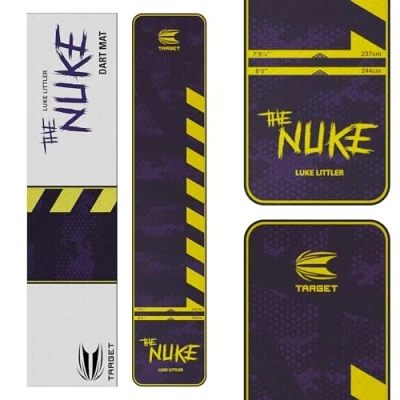 Image of TARGET Darts Luke Littler Dart Mat, The Nuke Mat Oche with Soft Tip and Steel Throw Line Distances Non Slip Carpet Mats for Floor Tips Protection