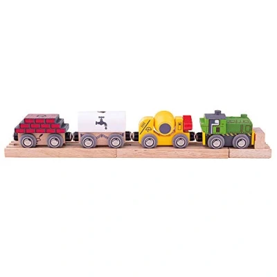Image of Bigjigs Rail Construction Train 6pcs Wooden Railway Accessory, Fun Kids Toys, Gifts For Toddlers, Compatible With Most Other Brands, Age 3 Years Old +