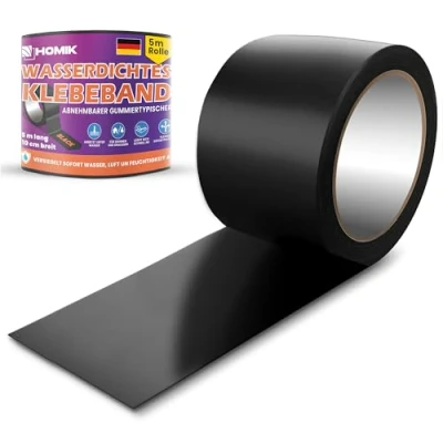 Image of HOMIK Extremely Strong Waterproof Tape Outdoor &amp; Indoor Repair 10cmx5m Adhesive UV Resistant Duct Self sealing Black
