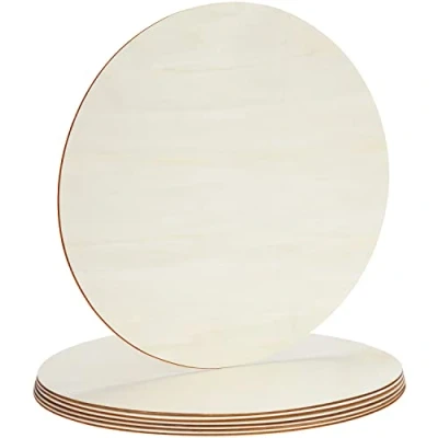 Image of Belle Vous 6 Pack Round Unfinished Wood Circles 35.5cm / 14 Inches Door Hanger Wooden Slices Cutout Discs for Crafts, Painting/Paint Pouring &amp; Pyrography Home, Wedding Christmas Decor