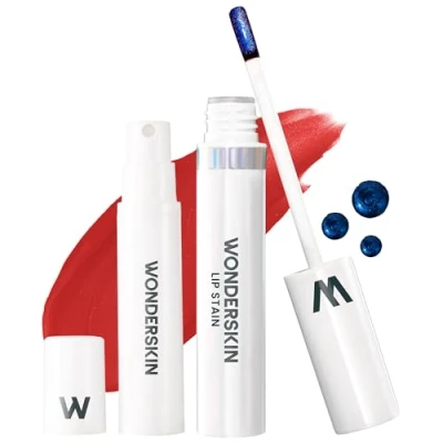 Image of Wonderskin Wonder Blading Peel and Reveal Lip Stain Kit, Red Long Lasting Waterproof, Tint Off, Transfer Proof Makeup (Hayley)
