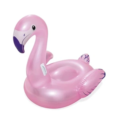 Image of Bestway Pink Flamingo Pool Float, Kids Inflatable Ride On with Handles, Swimming and Beach Toy