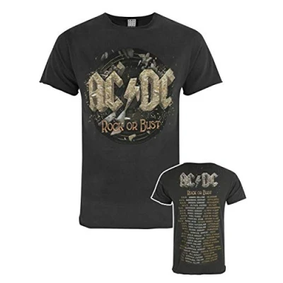 Image of Amplified AC/DC Comics Rock Or Bust Men&#039;s T Shirt Charcoal