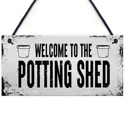 Image of Red Ocean Welcome To The Potting Shed Sign Novelty Garden Summerhouse Greenhouse Home Decor