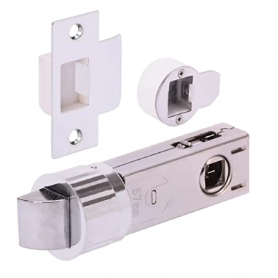 Image of HANDLEZONE® 76mm Passage Bullet Latch, Round Designer Mortice Catch for Internal Timber Doors Polished Chrome
