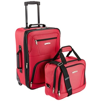 Image of Rockland Fashion Softside Upright Luggage Set, Red,One Size
