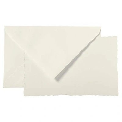 Image of Clairefontaine Ref 25200L G.Lalo Correspondence Set &quot;Collection de Paris&quot; 10 x Cards (300gsm, 97 152mm) + Lined Envelopes with Serrated Edges (100 158mm) White