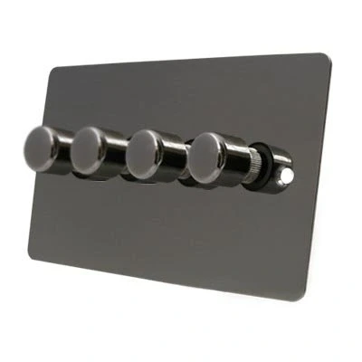Image of Light Dimmer Switch 4 Gang 2 Way 10 Amp 400W Polished Black Nickel Flat