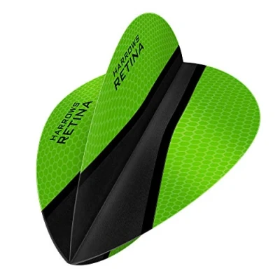 Image of Harrows Retina X Premium Extra Strong 100 Micron Dart Flights In Pear Shape, 1 Set of 3 Flights, Total, Green
