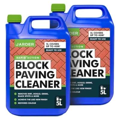 Image of Jarder Rapid Action Block Paving Cleaner 2 x 5L Elimimates Black Spot, Lichen, Dirt, Grime, Mould and More Protects against Cracking Restores Colour