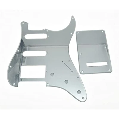 Image of Dopro Strat HSS Guitar Pickguard ST Back Plate Tremolo Cover for USA/Mexican FD Silver Mirror 1 Ply