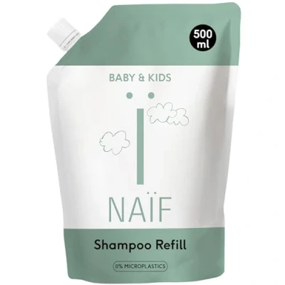 Image of Naïf Nourishing Shampoo for Baby &amp; Child Refill Pack No Microplastics, Mineral Oils and Parabens 0% SLES 500 ml