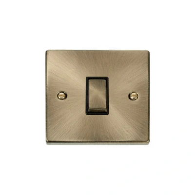 Image of Click Deco 1 Gang 10AX Intermediate Ingot Switch Antique Brass Black Inserts