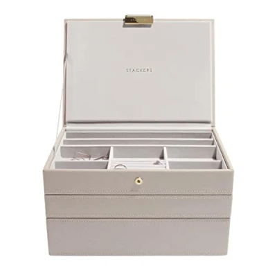 Image of Stackers Taupe Classic Medium Jewellery Box, Set of 3