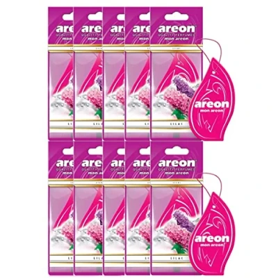 Image of AREON Mon Car Air Freshener Lilac Pink Flower Hanging Set Multi Pack of 10