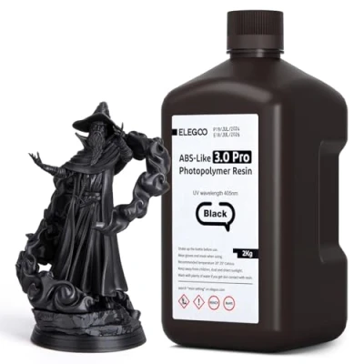 Image of ELEGOO ABS Like 3.0 Pro Resin Black 2KG, Upgraded 3D Printing for Higher Heat and Scratch Resistance, Compatible with Most LCD/DLP Light Curing Printers