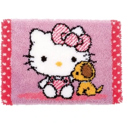 Image of Vervaco Latch Hook Kit: Rug: Hello Kitty: with Dog, COTTON, NA, 55 x 38cm