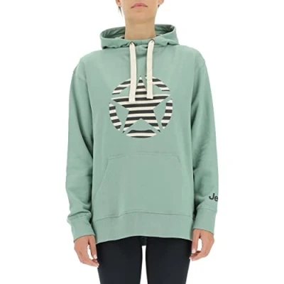 Image of JEEP O102608 E854 J WOMAN HOODED OVERSIZE SWEATSHIRT STAR Striped Print J22W Jade Green S