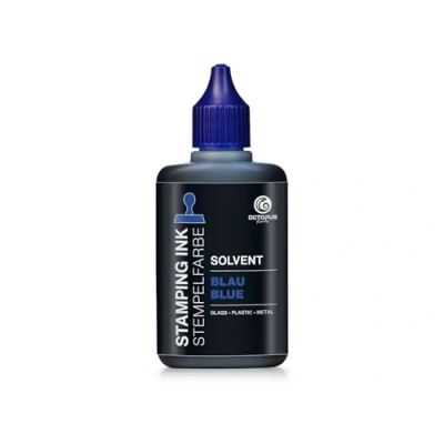 Image of Octopus 50 ml Solvent Stamp Ink, Blue, Waterproof, Based for Non Absorbent and Nonporous Surfaces, Glazed