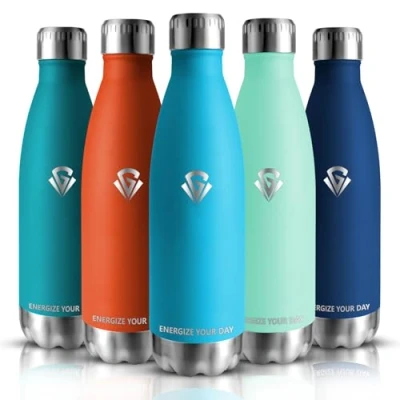 Image of Grsta Drinking Bottle Stainless Steel 750 ml Double Walled Water Suitable for Carbonated Drinks, Thermos Flask Keeps Hot 12 Hours Cold 24 Blue