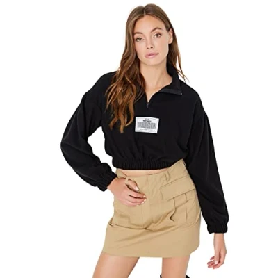 Image of Trendyol Women&#039;s Twoaw23sw00434/Siyah Sweatshirt, Black, XS UK