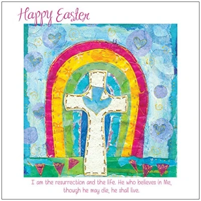 Image of Religious Easter Cards Rainbow, pack of 5 with white envelopes, Bible verse inside these Christian cards, by Just Direct