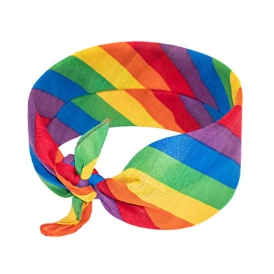 Image of Henbrandt Rainbow Bandana for Men and Women Head Covering Neckerchief Scarf Headband Neck Warmer Face Cover Hair Gay Pride LGBTQ Clothes Accessories