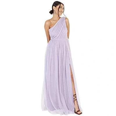 Image of Anaya with Love Women&#039;s Womens Ladies Maxi One Cold Shoulder Slit Split Sleeveless Prom Wedding Guest Bridesmaid Dress, Dusty Lilac, 8 UK