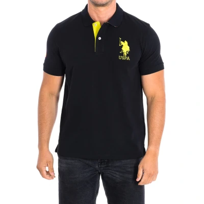 Image of US Polo Assn Mens KORYCBAD Short Sleeve with contrasting lapel collar 64779 man Black Cotton Size Medium