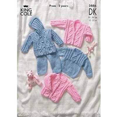 Image of King Cole Knitting Pattern 2886 Baby Sweater Jacket Trousers Cardigan DK