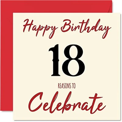 Image of Fun 18th Birthday Cards for Men Woman Reasons To Happy Card Son Daughter Brother Sister Grandson Granddaughter Niece Nephew Cousin, 145mm x Greeting Cards,