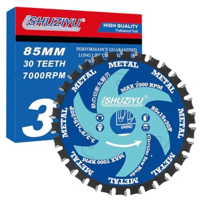 Image of LSHUZIYU 85mm 30T, Metal Working Circular Saw Blade, arbor 15mm with 10mm Wahser, Use on all brand Cordless Saw, Metal, Steel Iron Bar, Sheet, Angle Cutting