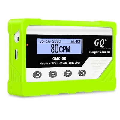 Image of GQ GMC SE Geiger Counter Radiation Detector Beta Gamma X ray Portable Monitor Meter Digital Nuclear Dosimeter, Automatic Data Recording Device, Drop Proof Silicone Case (Green)