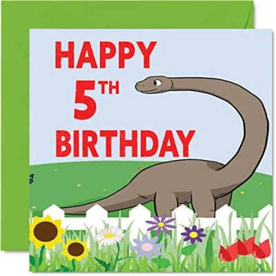 Image of 5th Birthday Card Boy Dinosaur Happy 5 Year Old Boy, Boys Cards for Him, 145mm x Greeting Son Nephew Grandson Kid Children