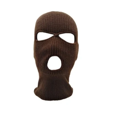 Image of Lonsy Blue Ski Mask, 3 Hole Full Face Mask Cover, Winter Balaclava Cap Knitted Cover for Outdoor Sports (Coffee)