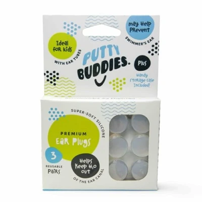 Image of PUTTY BUDDIES Original Swimming Earplugs Super Soft Moldable Plugs Block Water Comfortable Great for Kids 3 Pair Pack (Clear)