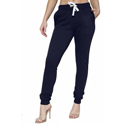 Image of GW CLASSY OUTFIT Women&#039;s Activewear Ladies Fleece Trousers Casual Jogging Joggers Tracksuit Bottoms Slim Fit Women Sports Gym (S, Navy Blue Trouser)