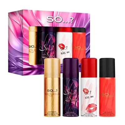 Image of So…? Iconic Womens Mini Galore Body Mist Spray Fragrance Gift Set 4 x 50ml